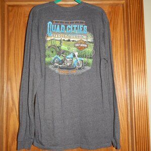 Mens Size Large L McGrath Quad Cities Iowa HARLEY DAVIDSON Long Sleeve Tee Shirt